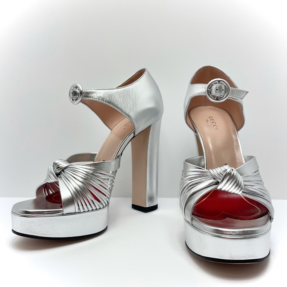 gucci silver platform sandals